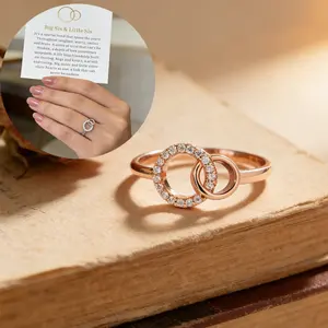 Sister Rings for Women Big Sis Little Sis Jewelry Gift for Birthday Christmas, Two Circles Eternity Promise Ring for Best Friend Daughter summerwins