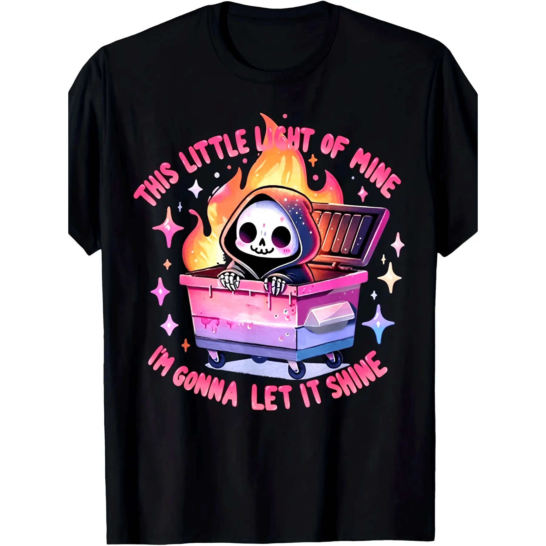 Funny Groovy This Little Light Of Mine Lil Dumpster T-Shirt - Retro Graphic Unisex Tee for Men & Women, 100%  Breathable Summer Shirt with Dumpster Art, Casual Crew Neck Top for Parties, Outfits & Casual Attire