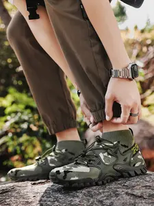 Men's Outdoor Breathable Mesh Hiking Shoes, Non-Slip Fishing Shoes, Camouflage Work Boots, Mountain Climbing Sports Shoes, Lightweight Hiking Shoes