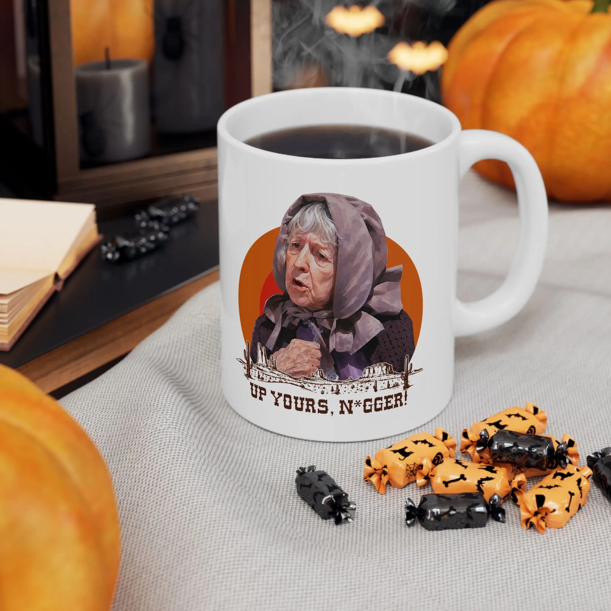 Goodmorning Ma'am Up Yours Funny Mug 11Oz, Blaazing Saaddles Retro Movie Coffee Mug 11Oz 15Oz