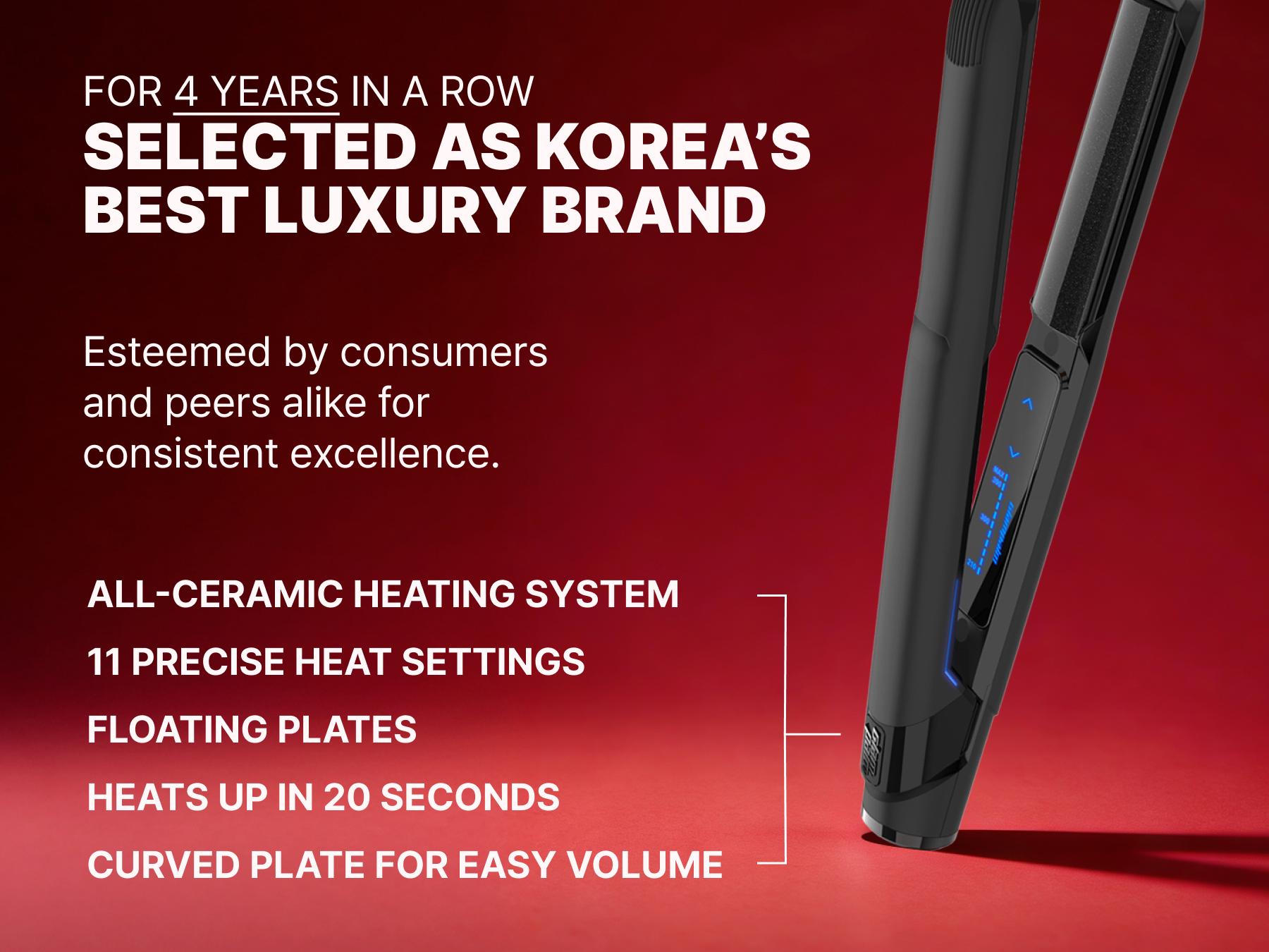 GLAMPALM GlamMuse Volumizing 1" Hair Straightener - All-Ceramic Flat Iron infused with Vita-C, Curved Plates for Volume & Curl, Trusted by K-Pop Hair Stylists, Dual Voltage Hair Straightener, Silk Press (GP202T)