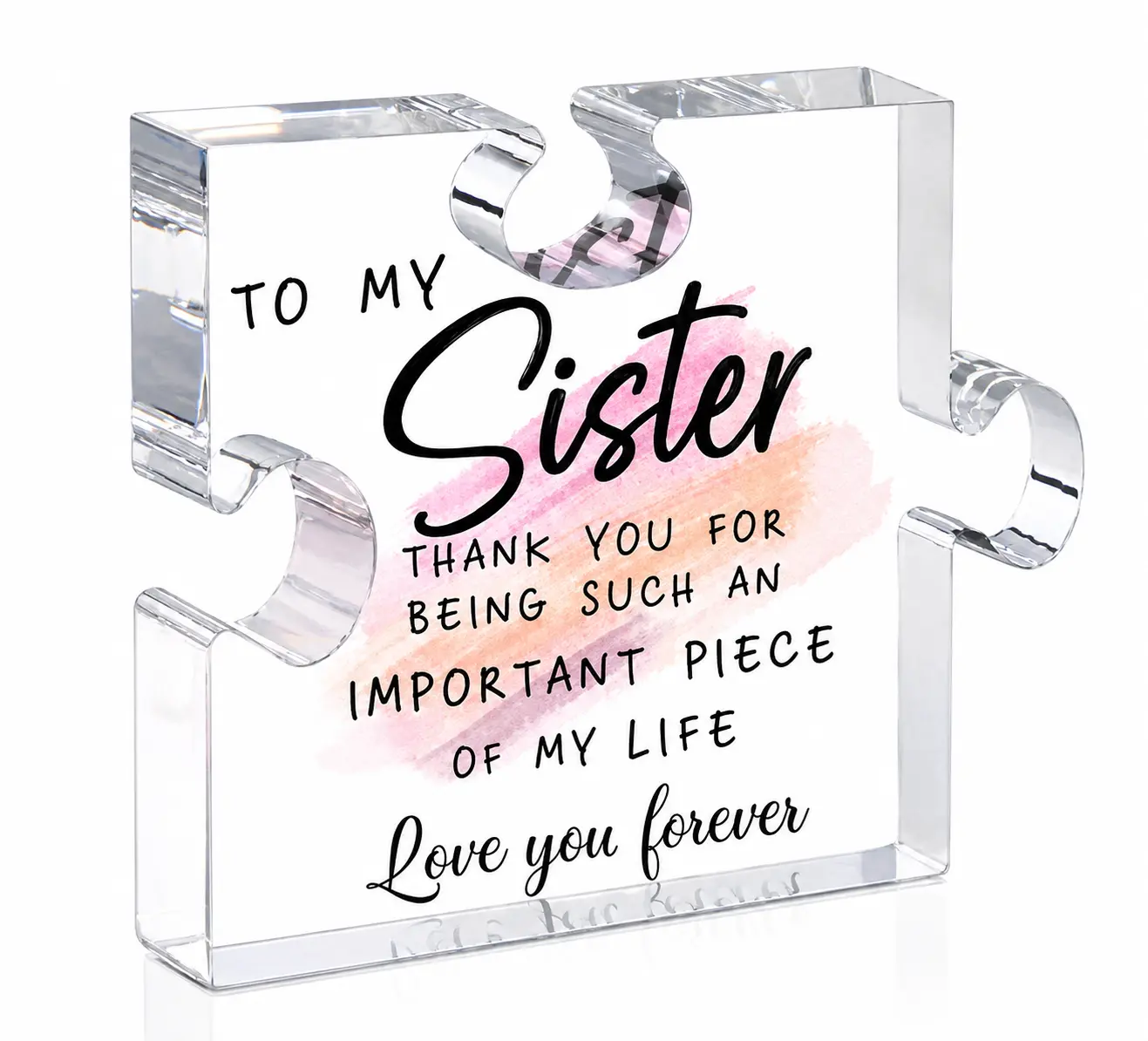 Acrylic Puzzle-Shaped Plaque, Sister Gift from Sister, Meaningful Keepsake, Home Decor Room Accessories, Desk Decoration for Birthday, Christmas