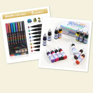 Tattoo Ink 420ML &  Markers Set, 14-Colors Professional Ink, 8/12-Color Pens for Body Paint and Painting, Ideal for Artistic Tattoos