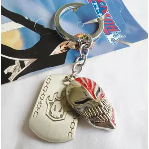 Bleach Anime Necklace Keychain Kurosaki Ichigo Mask Double Pendant Fashion Jewelry Cosplay Accessories Fans Gift