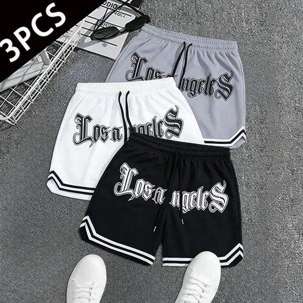 3PCS Men's Shorts，mens shorts，Casual，jersey men，Boyfriend Style printed，gym clothes men，pantalones de hombre，athletic shorts，gym shorts，Drawstring Waistband,basketball shorts，Elasticity Lightweight Sweatpants Perfect For basketball college shorts