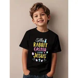 Silly Rabbit Easter Is For Jesus Christian Religious T-Shirt Kid T Shirt, 180g