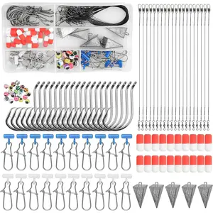 105PCS Surf Fishing Tackle Kit Fish Finder Rigs Saltwater Surf Fishing Rigs Live Bait Rig with Hooks Floats Sinker Slider Beads Pyramid Sinkers Leaders  Bass Beach Ocean Fishing Gear Accessories