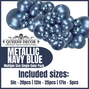 Metallic Navy Blue Balloons Packs multiple sizes 5", 12", 17", and more base on selected package