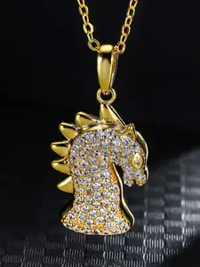 Iced Chics Godzilla Pendant Necklace, Copper Plated Zircon Jewelry, Unique Gift for Friends, Street Style Chain & Link, 24 Inch Length, Cuban Link Chain