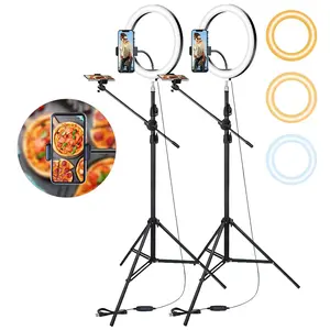 Ring Light with Stand for Phone, Ring Light Tripod  with Phone Stand and Remote, Phone Tripod with Light for Video Recording/Live Streaming/Cooking