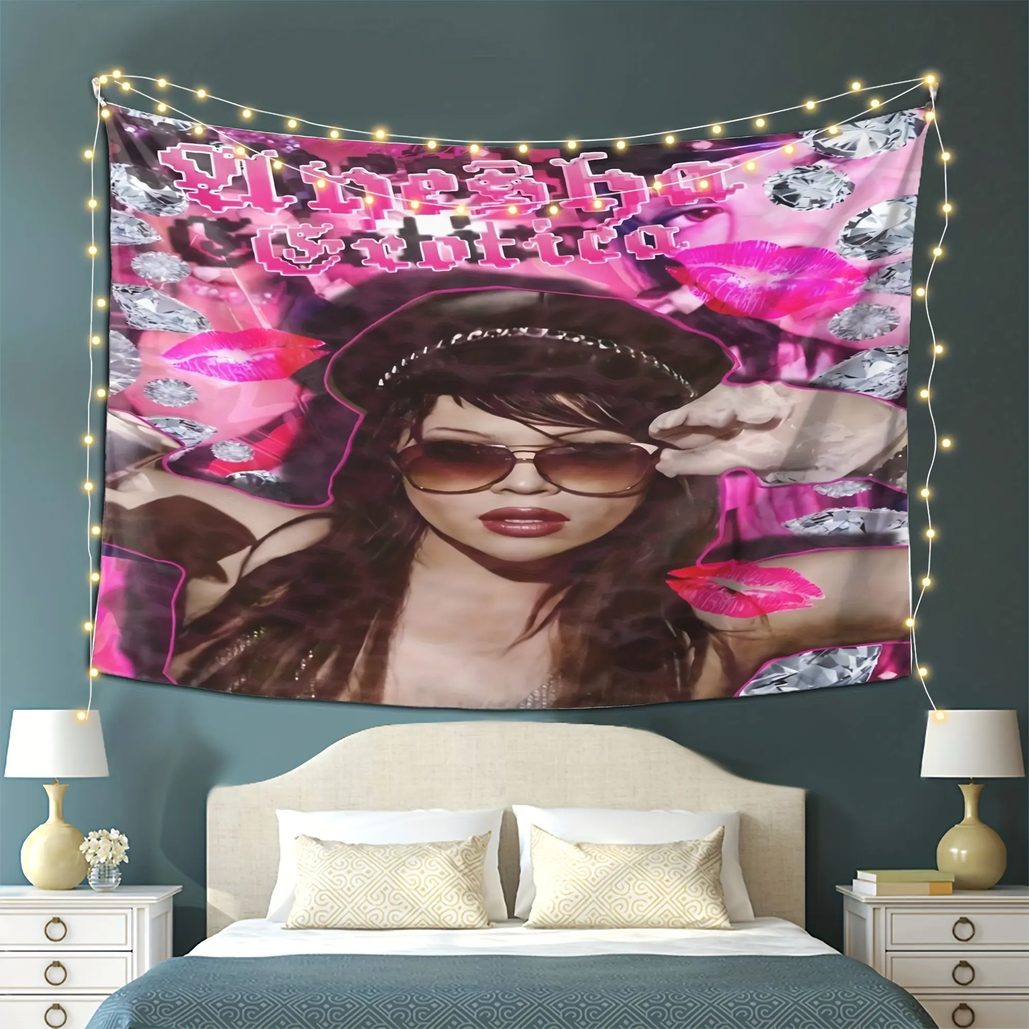 Inspired by Ayesha Erotica, this high-end peach and off-white fabric wall tapestry is an ideal choice for decorating the living room, bedroom, or parties--a perfect birthday gift