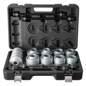 VEVOR Pull and Press Sleeve Kit, Summervibes,Summervibes, 28 PCS, Steel Bush Removal Insertion Sleeve Tools with Carrying Case, Compatible with LCV and HGV Engines, for Removing and Installing Bushings, Bearings, and Seals
