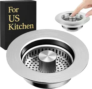 Compatible with  Sink Strainer,Upgrade 3 in 1 Stainless Steel Kitchen Sink Drain Strainer, Garbage Disposal Strainer-Sink Protector for Kitchen Sink