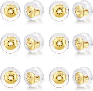 18K  Locking Secure Earring Backs for Studs,  Earring Backs Replacements for Studs/Droopy Ears, No-Irritate Hypoallergenice Backings for Women Men ()