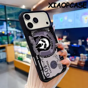 Magnetic Phone Case Compatible with iPhone 17 Pro Max Air 16 15 14  13 12 11 Plus,Scream, ghost, money Pattern Clear Acrylic Hard Back Soft TPU Edge Non-Yellowing Protective Cover