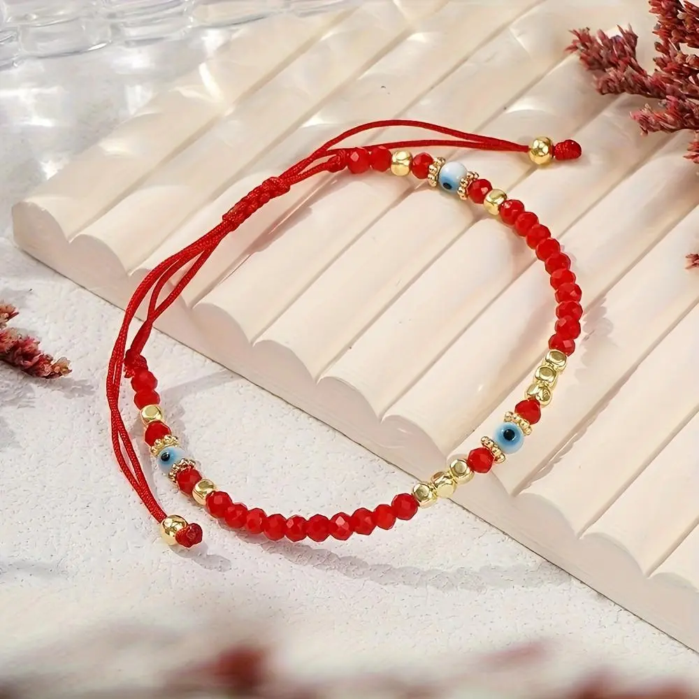 1 Devil's Eye Artificial Crystal Bead Bracelet, Handwoven, Adjustable Size, Evil Protection, Friendship and Good Luck , Ideal Gift for Friends and Family game lover evil eye protection high appearance bracelet Classic Magnetic Copper Bracelet jewelry