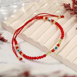 1 Devil's Eye Artificial Crystal Bead Bracelet, Handwoven, Adjustable Size, Evil Protection, Friendship and Good Luck , Ideal Gift for Friends and Family game lover evil eye protection high appearance bracelet Classic Magnetic Copper Bracelet jewelry