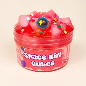 Space girl cubes - 7oz slime - jelly cube slime - glitter slime - clear slime