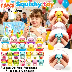 18Pcs Cartoon Axolotl Squishy Toy with Clear Transparent Shell，Transparent Shell Axolotl Fidget Toy for Anxiety Relief，Soft Axolotl Squishy Toy with Transparent Display Shell，Random Delivery (Please Do Not Purchase If This Is a Concern)