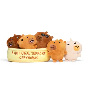 Emotional Support Capybaras by Relatable – Cute Valentines Plush, Valentine Gift for Her or Friends, Includes 5 Capybara Plushies with Basket