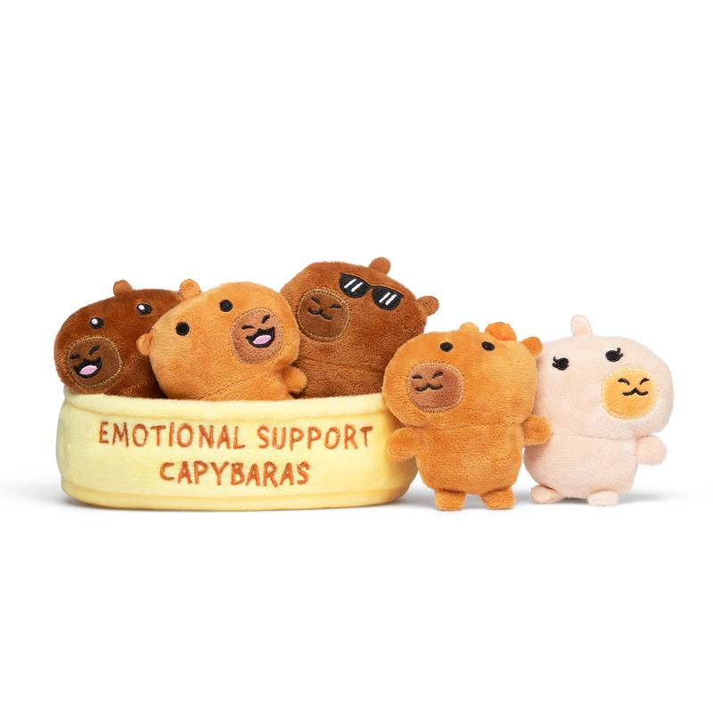 Emotional Support Capybaras by Relatable – Cute Valentines Plush, Valentine Gift for Her or Friends, Includes 5 Capybara Plushies with Basket