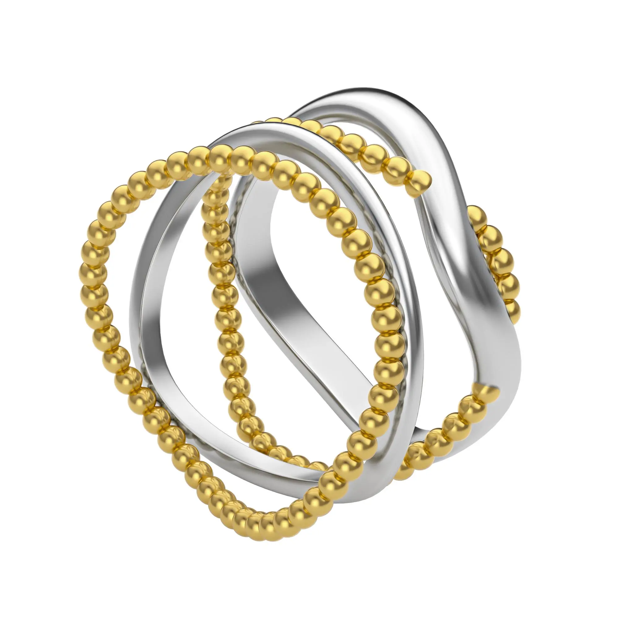 Aprilery Two-Tone Intertwined Beaded Ring – Timeless Design for Daily Wear and Effortless Stacking, A Must-Have for Modern Women