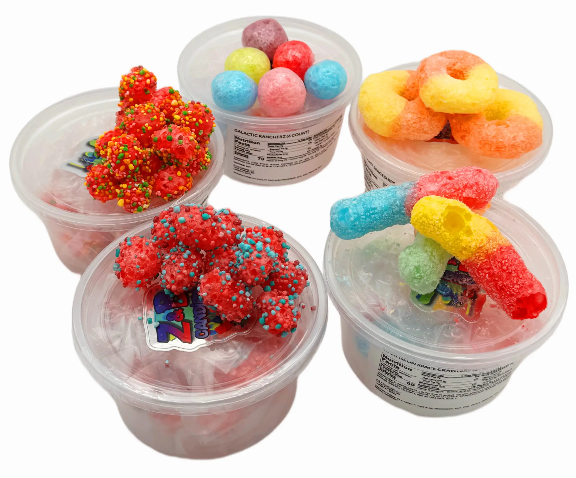 Get 5 flavorful candies in Fruity Sample Pack (Galactic Rancherz, Peachy Spaceships & more)