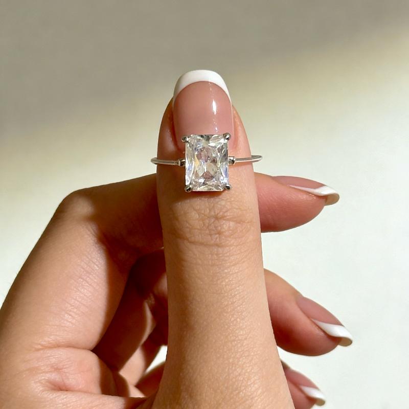 Invisible Glow Ring, 3CT Radiant Cut Floating Solitaire Ring,Affordable Luxury Engagement Ring