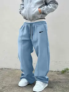 Men's Solid Color Drawstring Waist Sweatpants, Loose Casual Comfy Jogger Pants for Daily Wear, Woven Bottoms for Summer