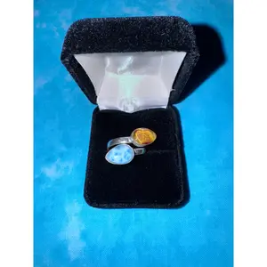 Caribbean Fusion Larimar and Amber Ring