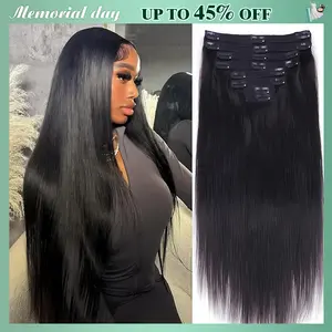 [Super Deal] CheetahBeauty Straight Clip in Hair Extensions Real Human Hair Seamless PU Clip ins Hair for Black Women Clip in 100% Brazilian Remy Hair Extensions 8pcs Per Set with 18 Clips 120g/pack #Summervibes #weeklydeals