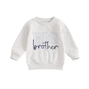 Kids Girl Boy Sweatshirts Sister Brother Matching Clothes Letter 18M 24M 3T 4T 5T Embroidery Long Sleeve Pullover Tops