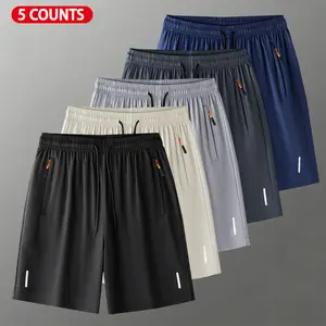 Men’s 5-Pack Cargo Shorts  Loose Fit, Slightly Stretchable, Solid Color, Quick-Dry Summer Casual Sports Knee-Length Shorts for Outdoor and Home Comfort