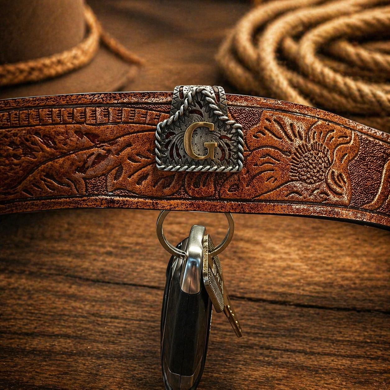 Handmade Cow Tag Belt Key Holder with Copper Initial – Custom Western Keychain for Men & Women, Texas-Inspired Cowboy Keychain, Fashion Accessory for Bags, Keys & Gifts Handmade Cow Tag Belt Key Holder with Copper Initial – Custom Western Keychain for Men & Women, Texas-Inspired Cowboy Keychain, Fashion Accessory for Bags, Keys & Gifts