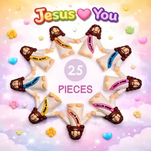 25Pcs Little Jesus Figures in Bulk, Multicolor Mini Jesus Figurines, Miniature Collectible Figurines Dolls-Jesus Loves You Figures for Easter Egg Stuffers Church Religious Gifts