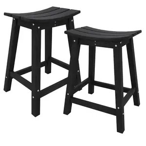 Weather Resistant Barstool Outside Stools for Bars, HDPE Bar Stools Set Outdoor, Outdoor Barstool Set of 2 with Footrest, Adirondack Bar Height Stools