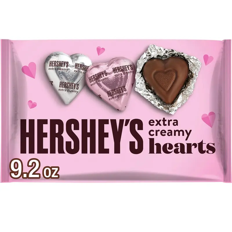 HERSHEY'S Milk Chocolate Hearts, Valentine's Day Candy Bag, 9.2 oz