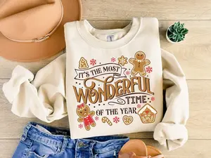 It's The Most Wonderful Time Of The Year Sweatshirt, Christmas Sweatshirt, Cute Gingerbread Sweater, Gift For Christmas,Xmas Gingerbread Tee