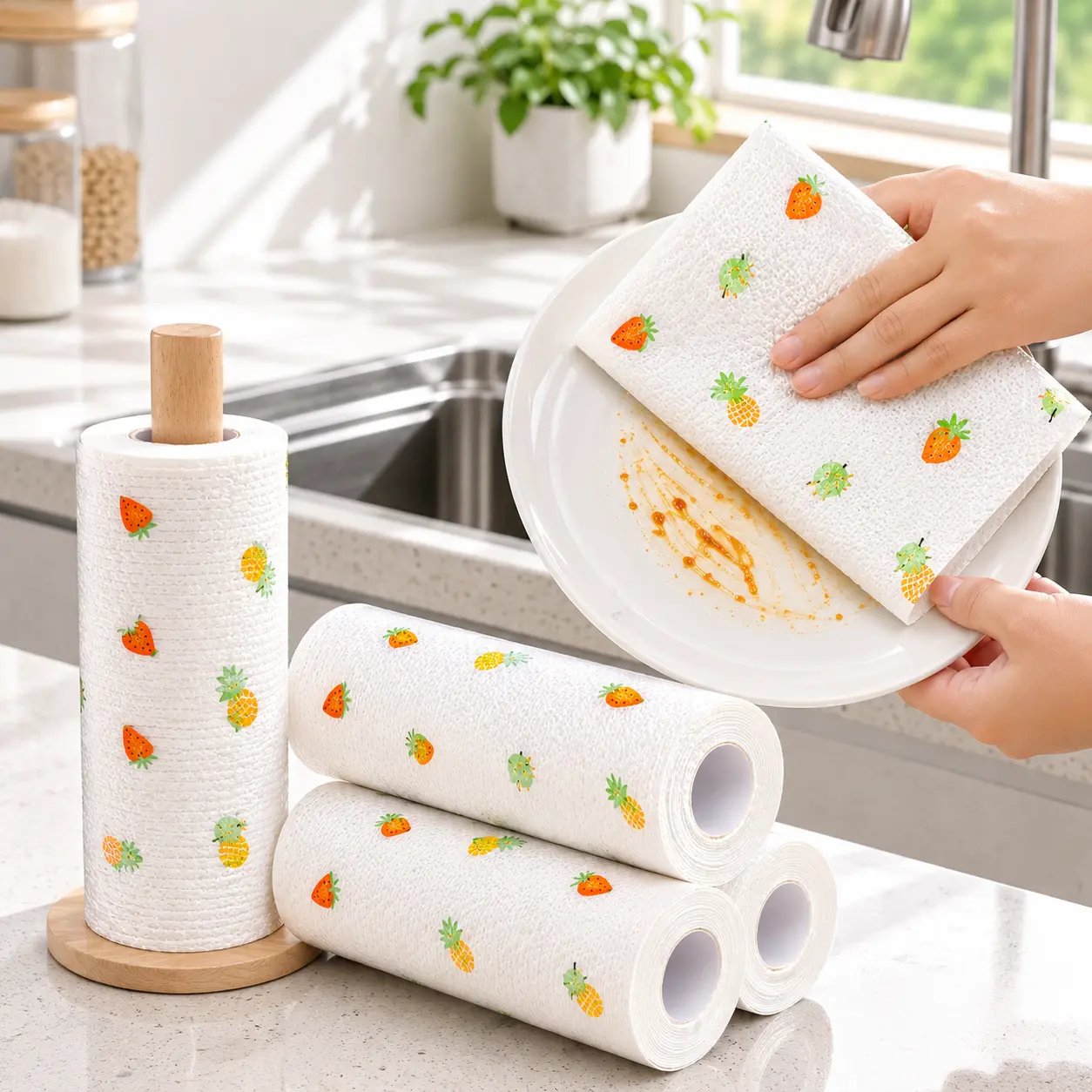 Reusable Cleaning Lazy Rags (100Pcs Per Roll) - Washable Kitchen Dish Towels, Multi-Purpose Home Care Wiping Cloths Disposable Hand