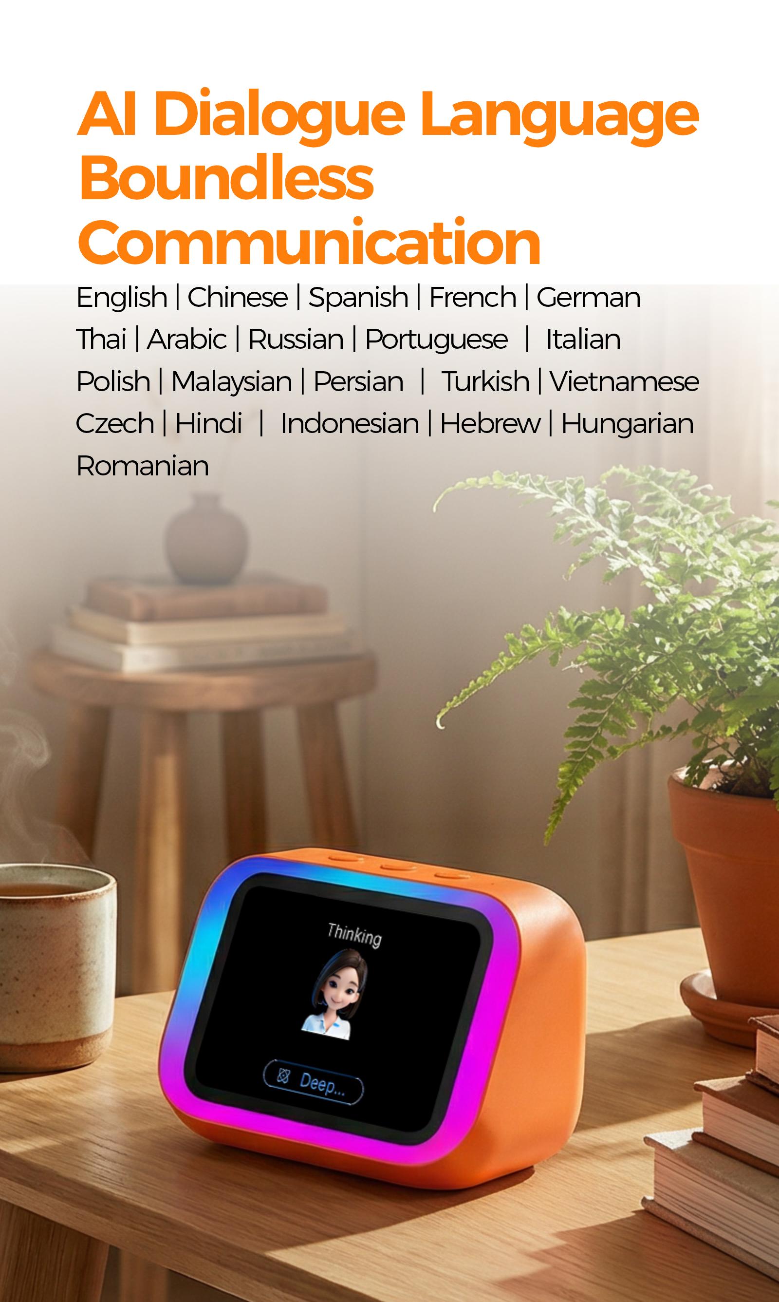 Cute Smart Desktop Screen with RGB Light | AI Voice Assistant, Bluetooth 5.4 & Custom Photo Frame | Perfect Gift for Friends & Family