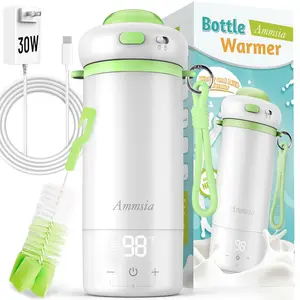 Portable Bottle Warmer for Travel – Fastest Heating & Charging & Long Battery Life, Fits Global 100-240V, Sterilization & Water Quality Test Mode, 17Oz Baby Milk Warmer for Breastmilk, Formula, Water
