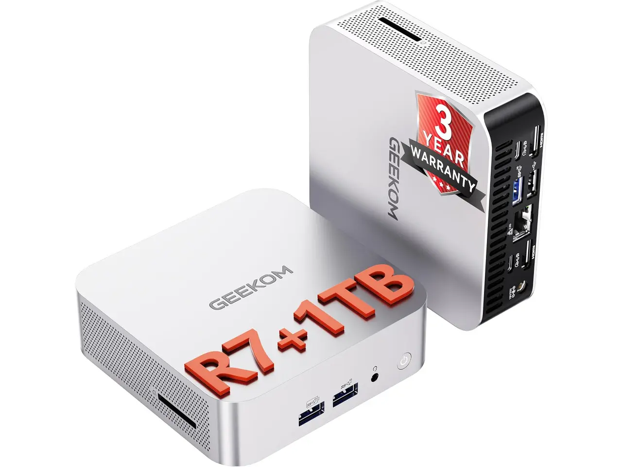 GEEKOM A8 Mini PC, Ryzen 7 8745HS, 16GB DDR5 Upgradeable RAM, 1TB SSD | Creator & Office, USB4, Up to 128GB RAM, 4x 4K Display, 8K, WiFi 6E, 2.5G LAN, SD Card Slot, Business Ready