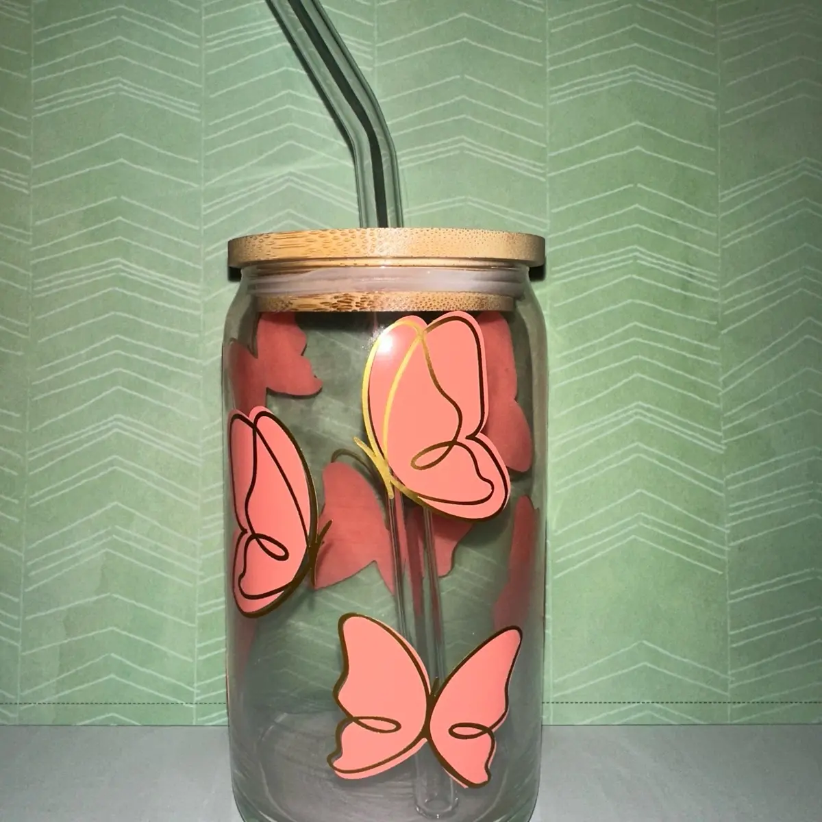 Butterfly 16oz Libbey glass cup