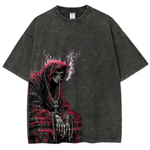 Men's Oversized Grim Reaper Graphic Tee, 90s Vintage Streetwear, Funny Design, Vacation Outfits Top