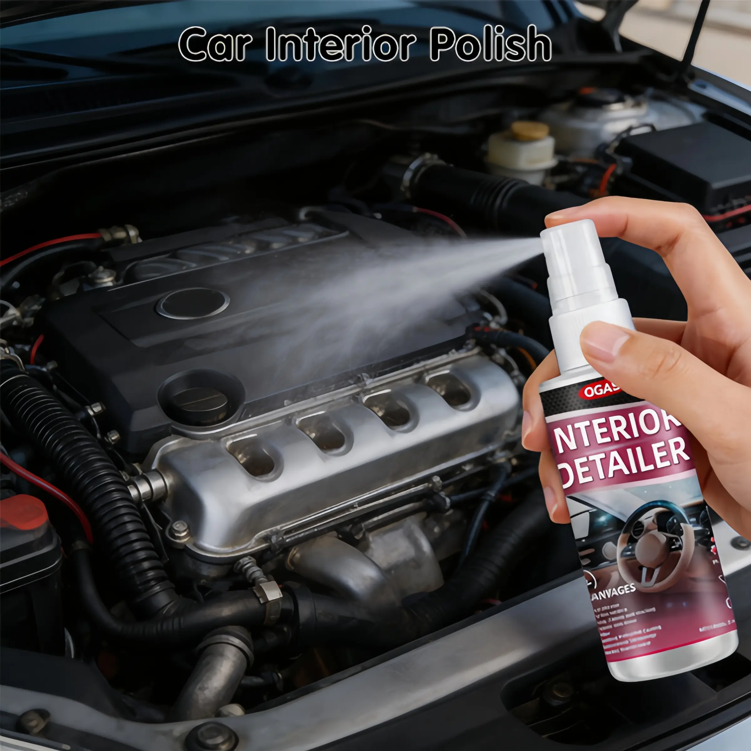 100ml Car Interior Surface Cleaner Spray - Plastic/Rubber/Leather Care, Shiny Polish, Anti-Aging UV Protection, Wheel Cleaner, Easy-to-Use Auto Detailing Supplies, Adults, Daily Care, Liquid
