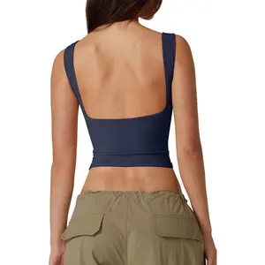 Outdoors & sports QINSEN Women's Sexy Open Back Sleeveless Crop Tank High Neck Slim Fit Cropped Tee Shirt Y2k Tops