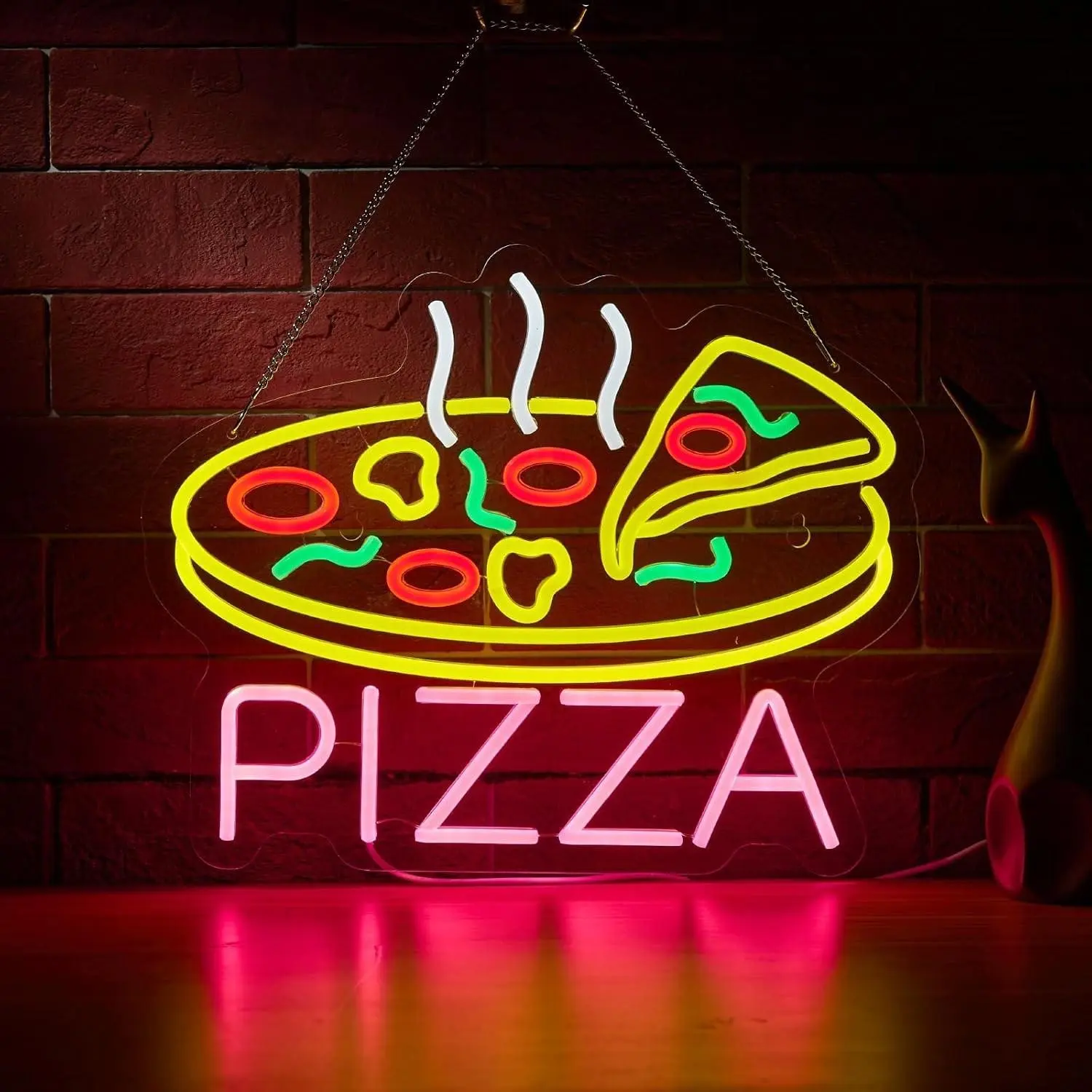 Pizza Neon Wall Decor, Adjustable Brightness LED Neon Sign, USB Powered Art Decoration, Decorative Lighting, Model Xinghao, No Ca Prop 65