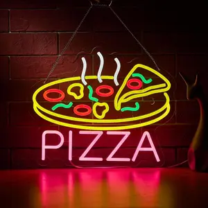 Pizza Neon Wall Decor, Adjustable Brightness LED Neon Sign, USB Powered Art Decoration, Model Xinghao, No Ca Prop 65
