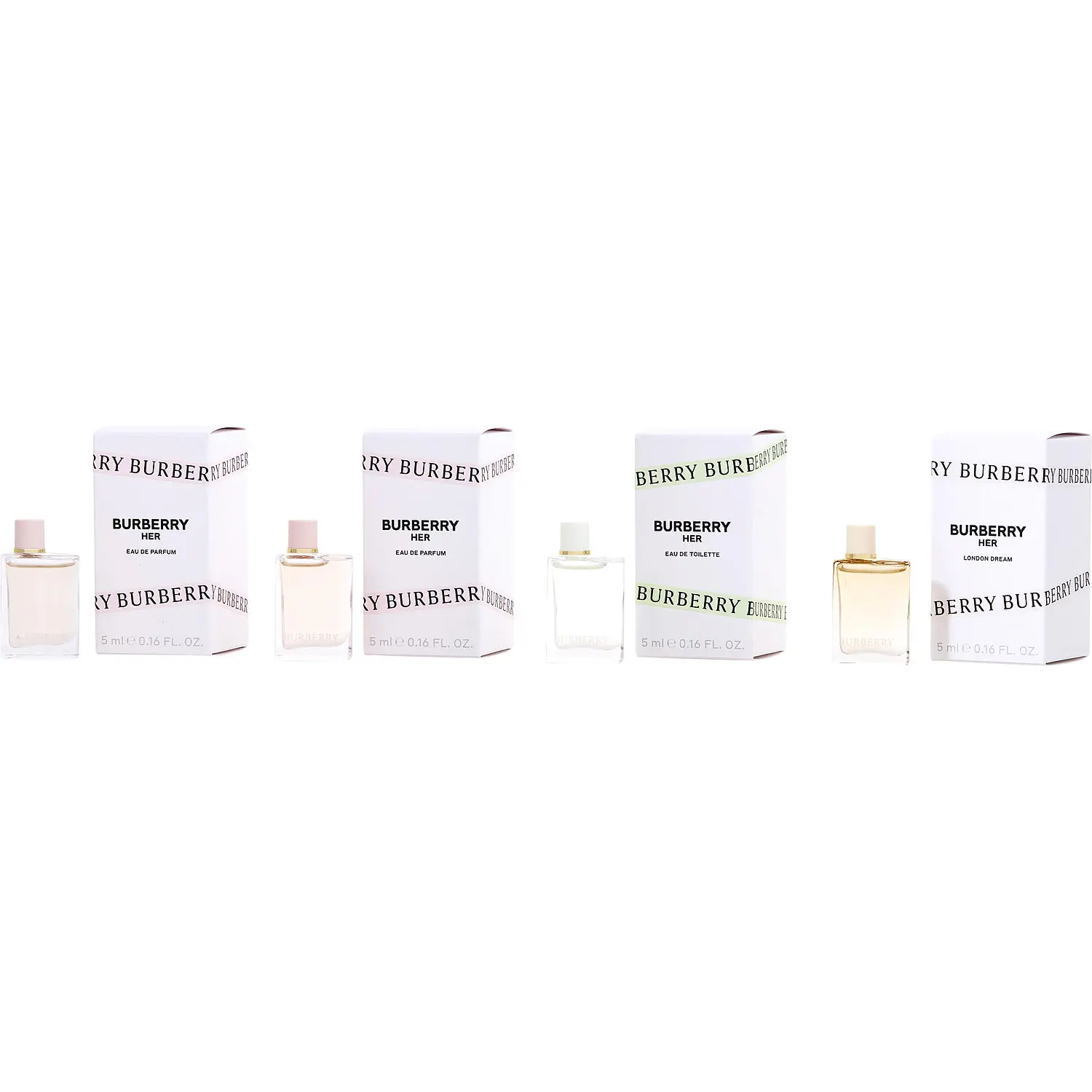 Burberry Variety Set-4 Piece Womens Variety With Burberry Her Eau De Parfum X 2 & Burberry Her Edt & Her London Dream Eau De Parfum And All Are 0.17 Oz Minis For Women