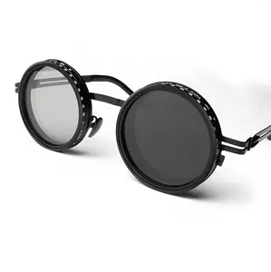 Classic Polarized Steampunk Sunglasses - 360-Degree Rotatable Lens, Adjustable Brightness, UV400 Anti-Glare, ND Filter, Durable Metal Round Frame, Safe Vision Eyewear for Daily Drivers, Outdoor Use, Men's Accessories, Retro Unisex Adults' Fashion Eyewear,